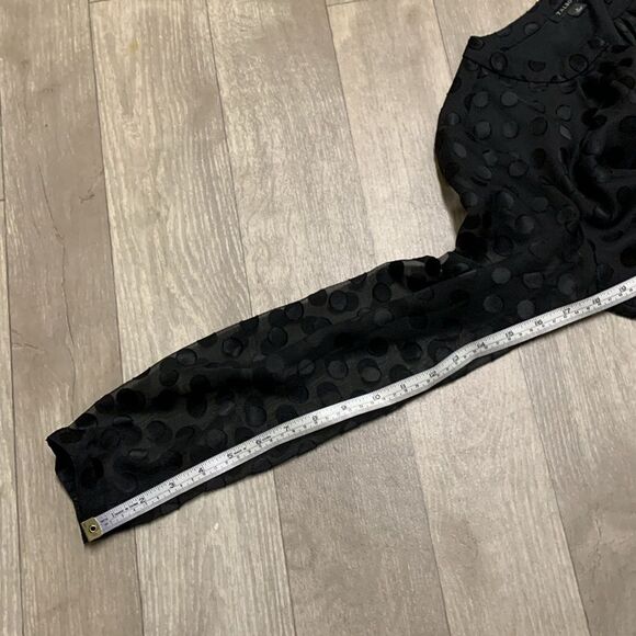 Womens Talbots Black Polka Dot Sheer See‎ Through Lined V-Neck Blouse Shirt - Picture 5 of 8